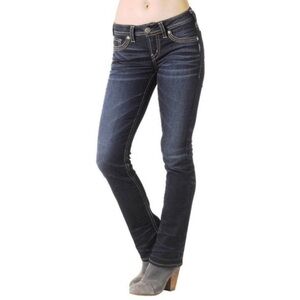 Silver Jeans Aiko Mid Rise Slim Boot Cut Jeans Dark Wash Womens size 27